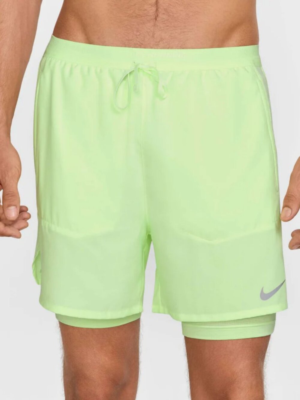 Nike Men's Dri-FIT 5" 2-in-1 Running Shorts, Barely Volt, Medium, NWT